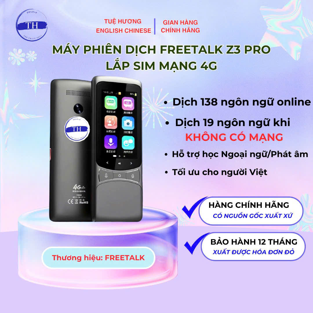 MÁY PHIÊN DỊCH 138 NGÔN NGỮ Z3 PRO BẢN 4G CÓ OFFLINE