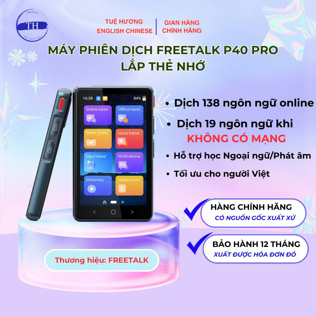 MÁY PHIÊN DỊCH FREETALK P40 PRO 138 NGÔN NGỮ KHÔNG CẦN MẠNG